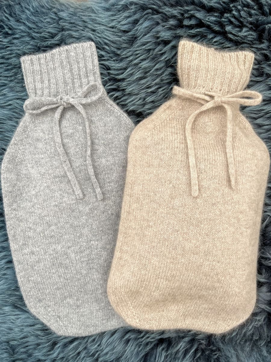 Kaschmir Wärmflaschenbezug COZY grau und beige