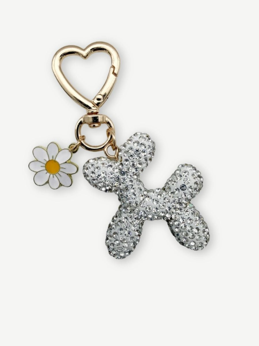Schlüsselanhänger BALLOON DOG GLITTER silber