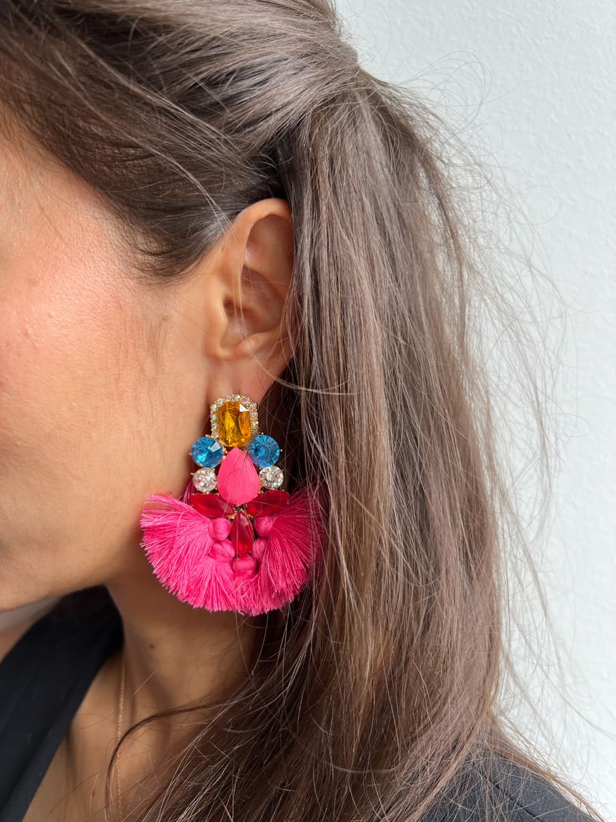 Ohrringe pink Quasten