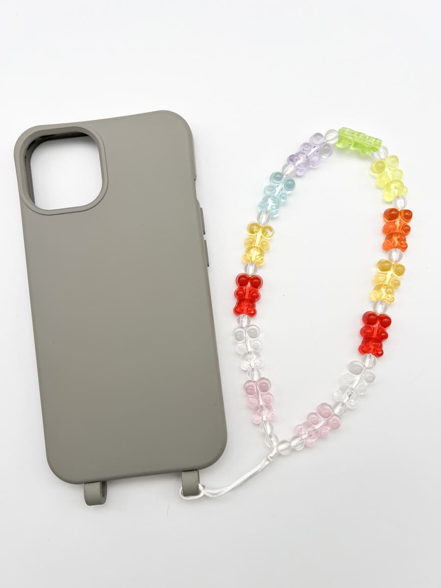 Handyanhänger CRYSTAL BEARS mit Handyhülle grau