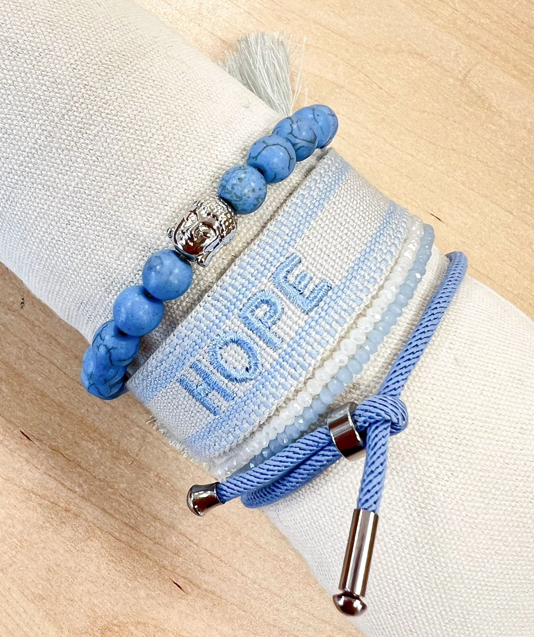 Armbandset hope hellblau silber