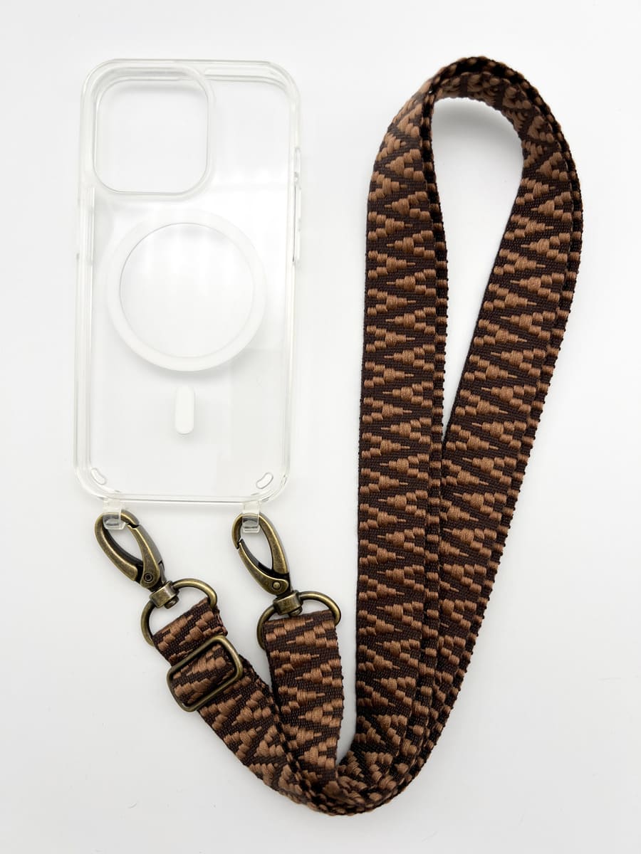 Handykette STRIPES COFFEE Set mit Hülle transparent