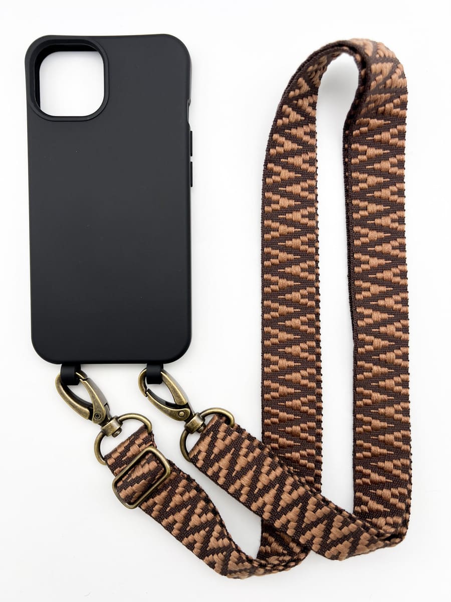 Handyband STRIPES COFFEE mit Handyhülle schwarz