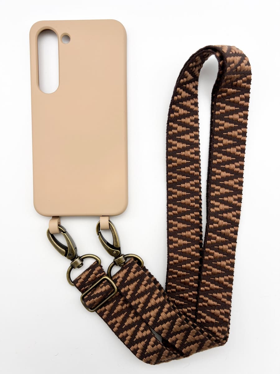 Set Handykette STRIPES COFFEE mit Hülle TOFFEE für Samsung