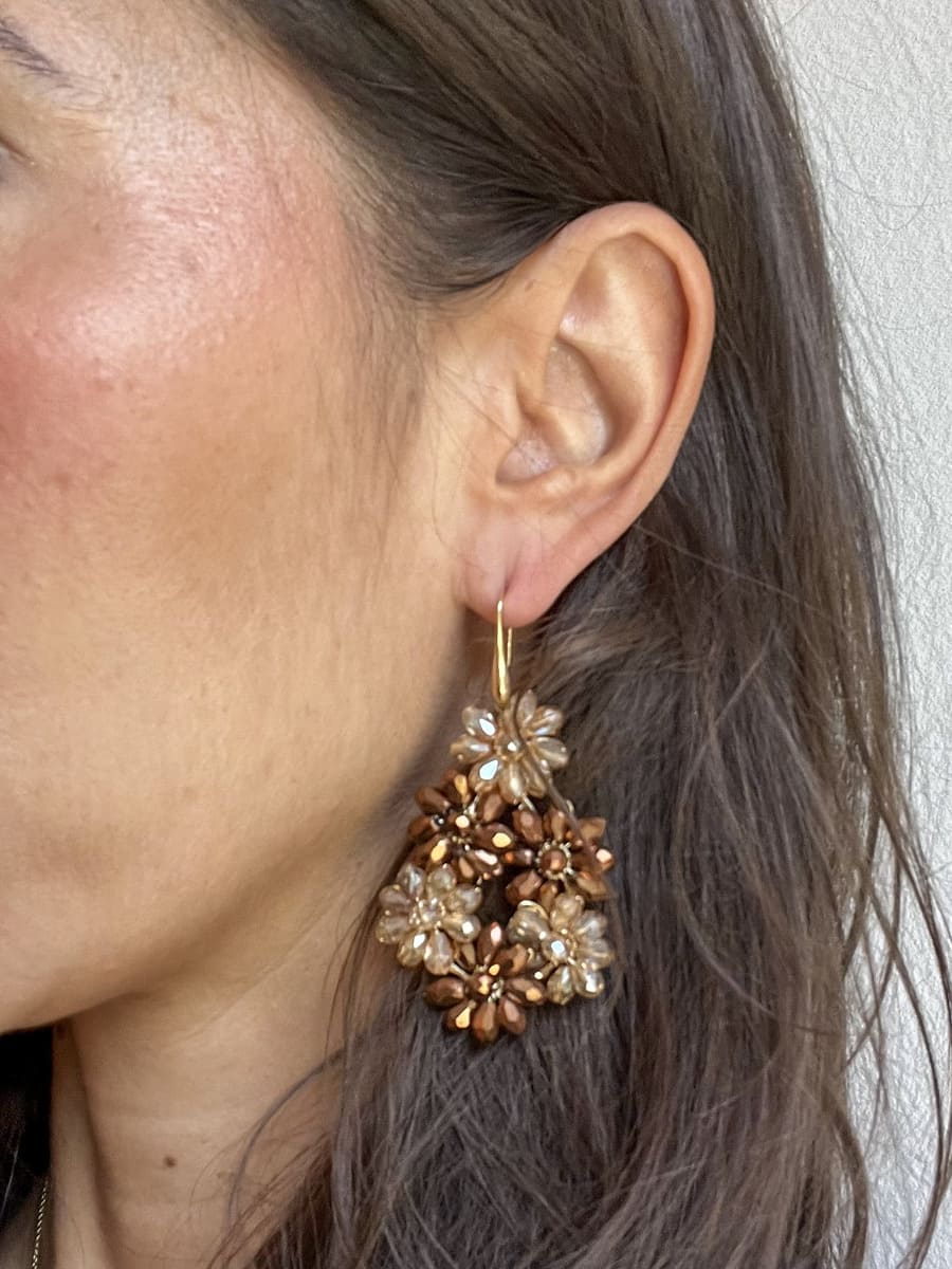 Ohrringe CRYSTAL FLOWERS BROWN