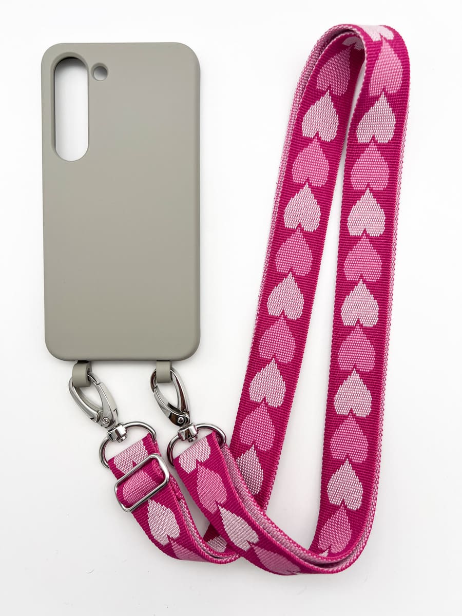 Set Handykette PINKY HEARTS mit Hülle STONE für Samsung