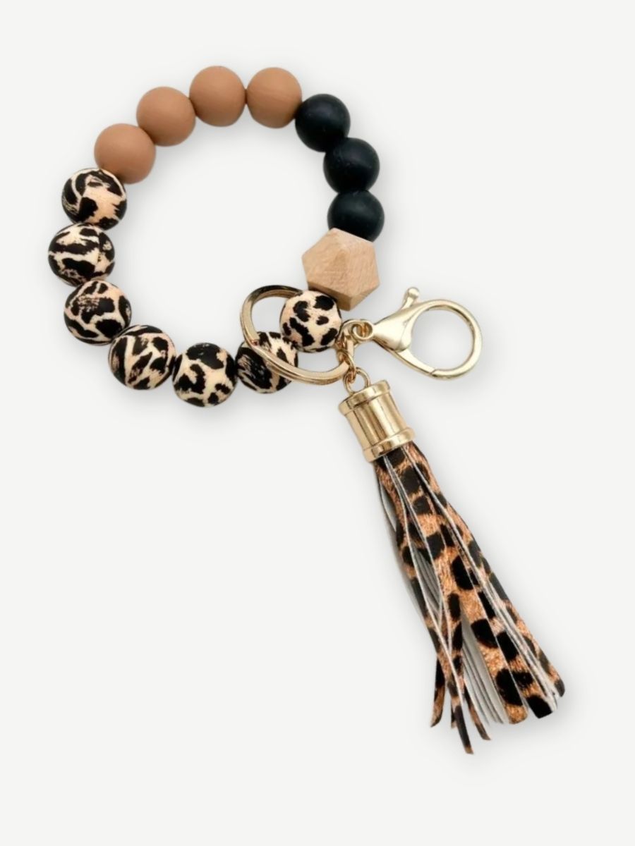 Schlüsselanhänger Handgelenk schwarz braun leo