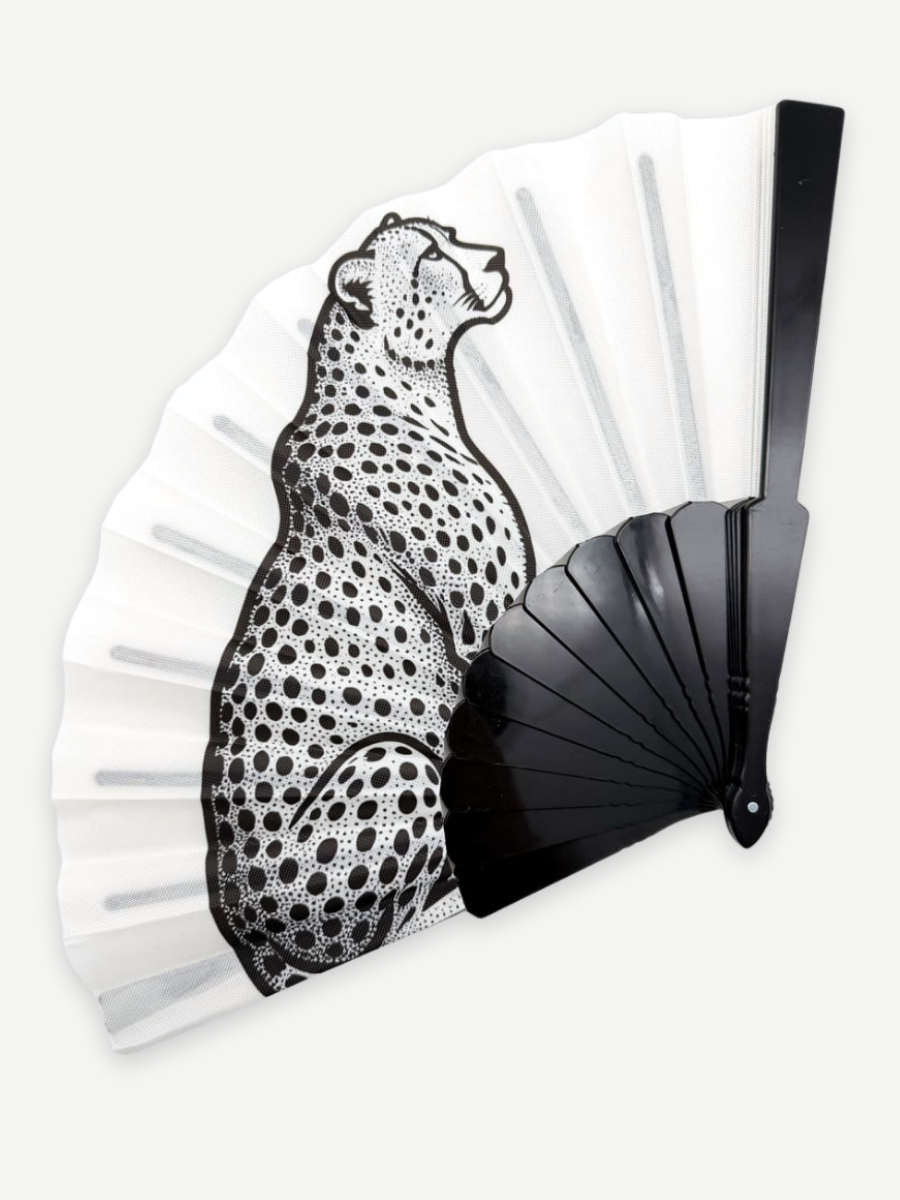 Fächer LEOPARD weiss