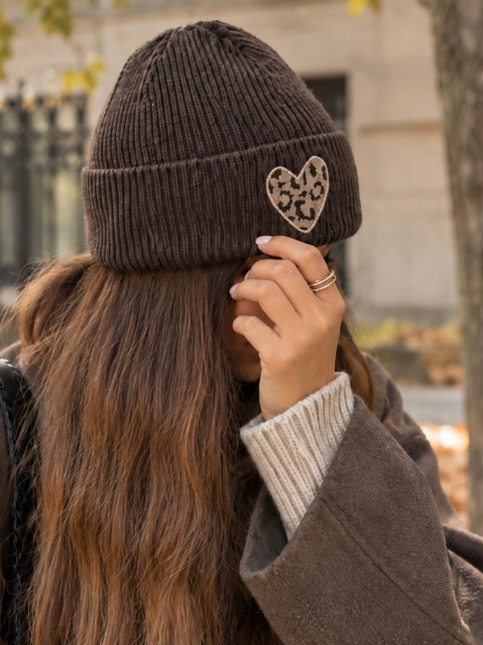Mütze HEART LEO BEIGE dunkelbraun