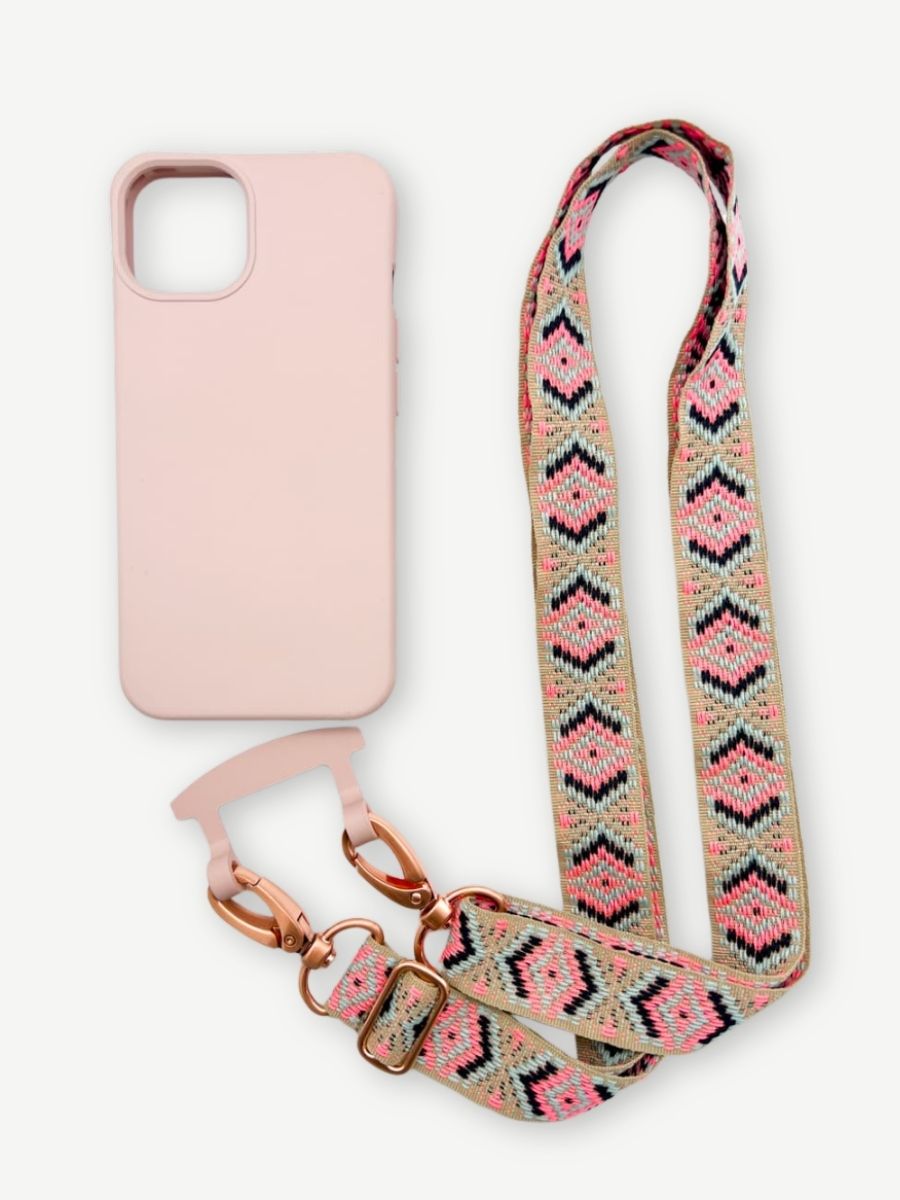 Handykette Maya neon mit Hülle candy rosa iphone