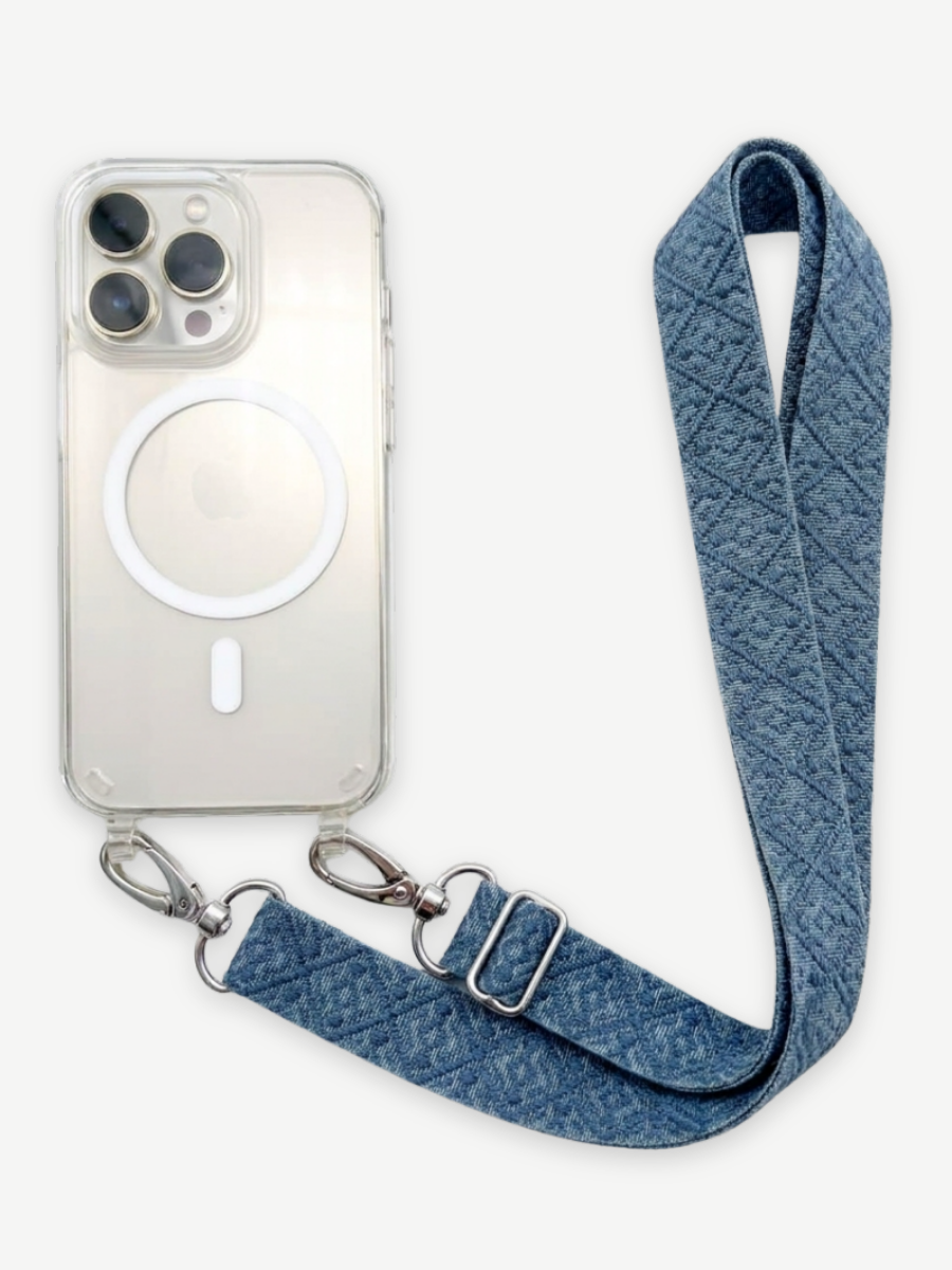Handykette OSLO BLUE Set mit Hülle transparent iphone