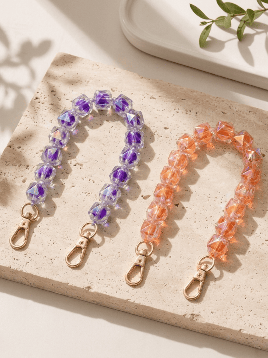 Kurze Handykette cubes orange und lila