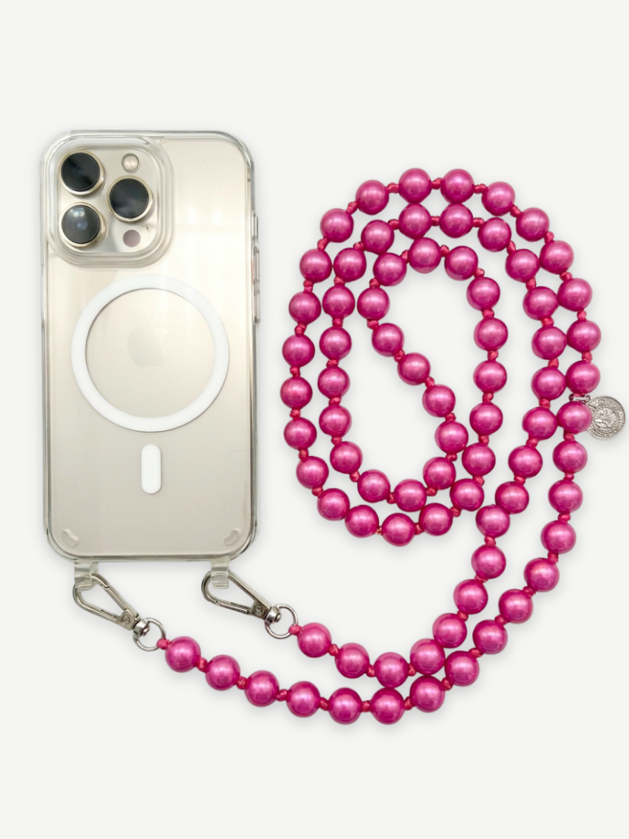 Crossbodykette MIRACLE PINK aus Miracle Perlen mit iPhone Hülle