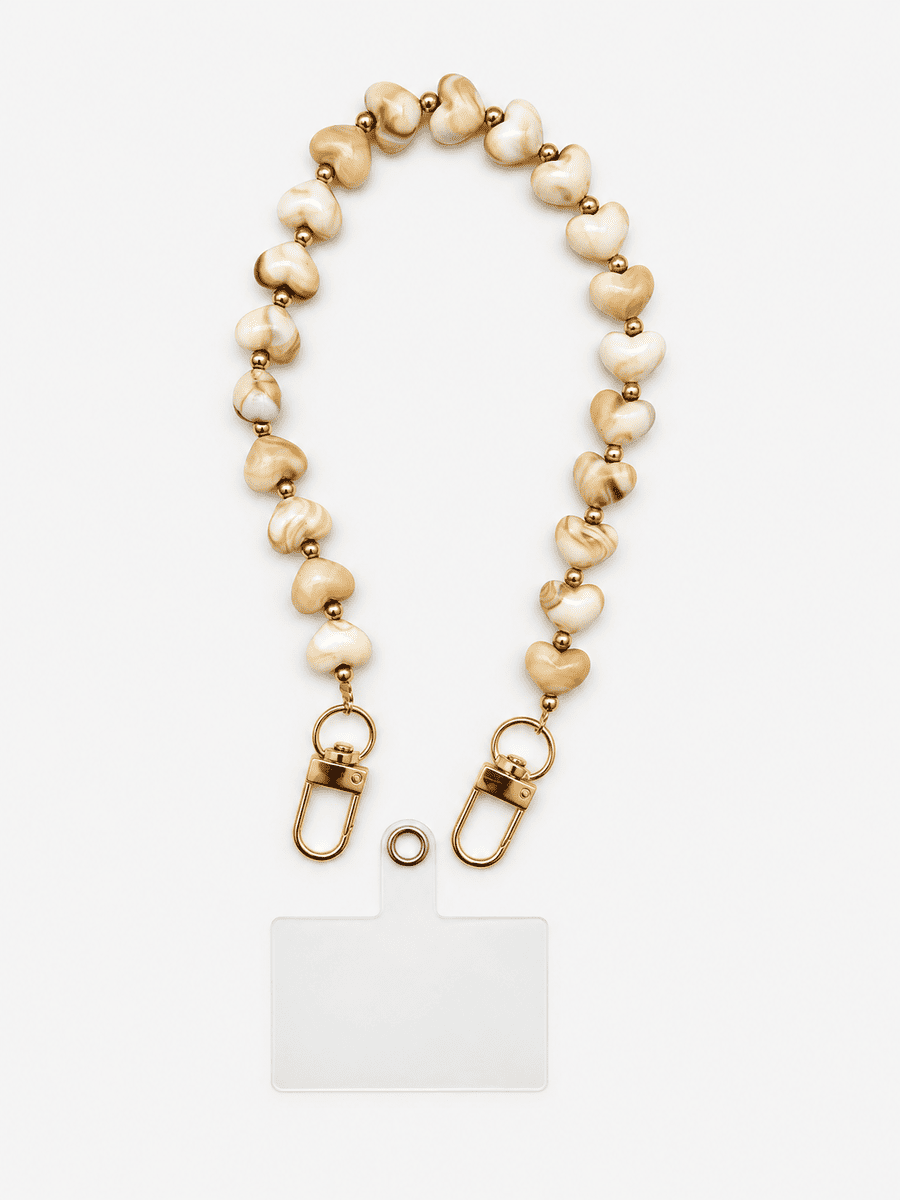 Handykette kurz STONE HEARTS beige