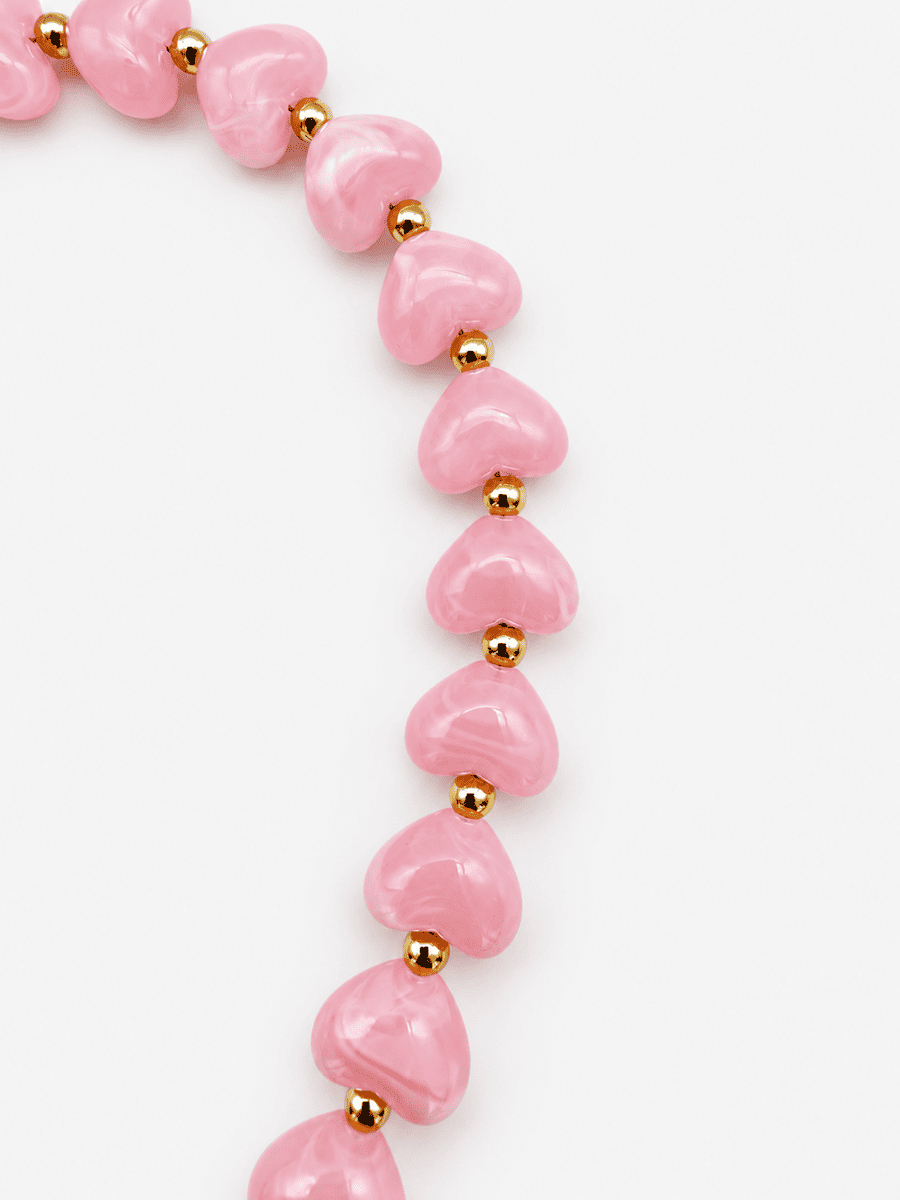 Handykette kurz STONE HEARTS rosa Nahaufnahme