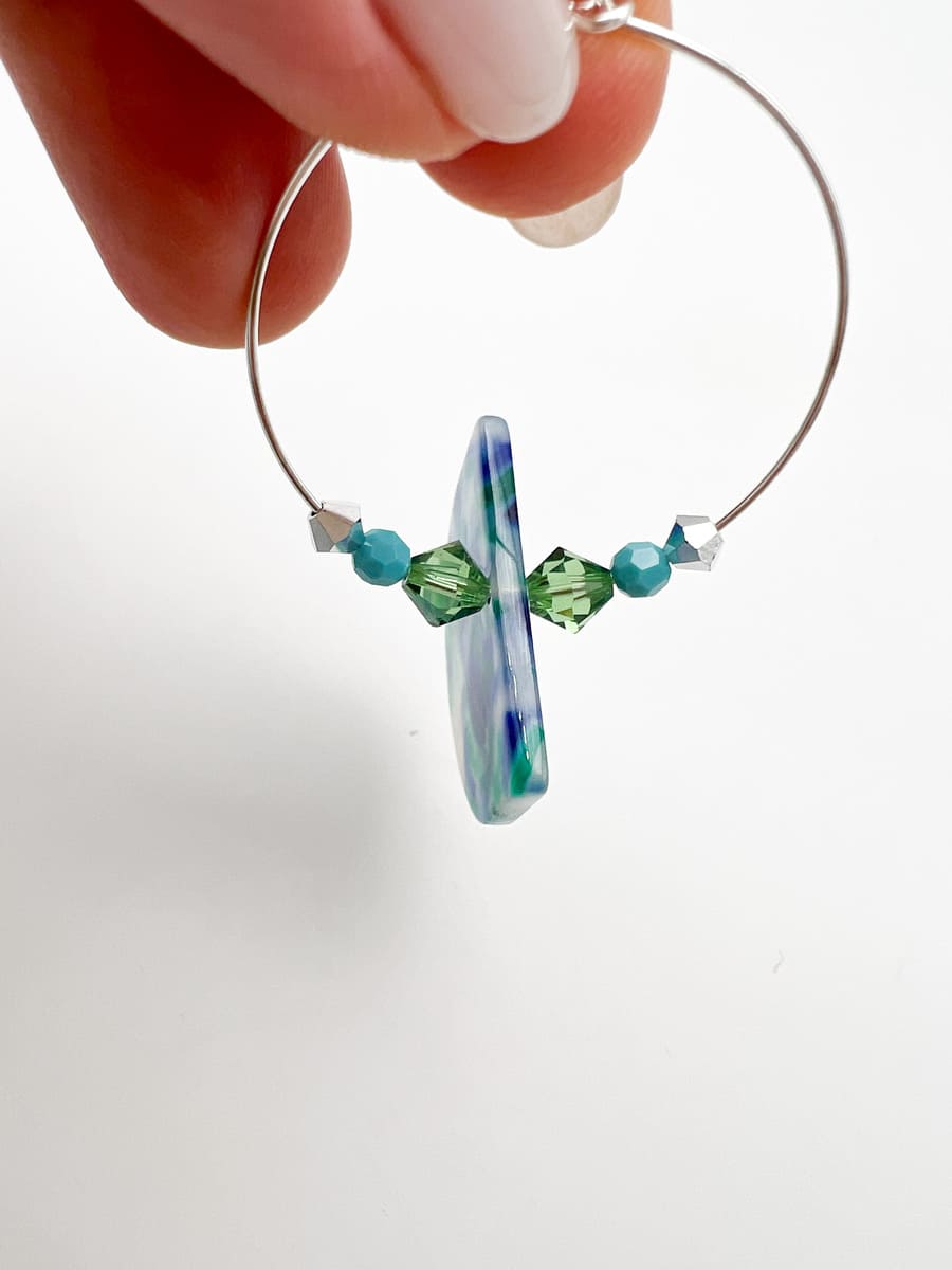 Ohrringe blau mit Schildplattmuster