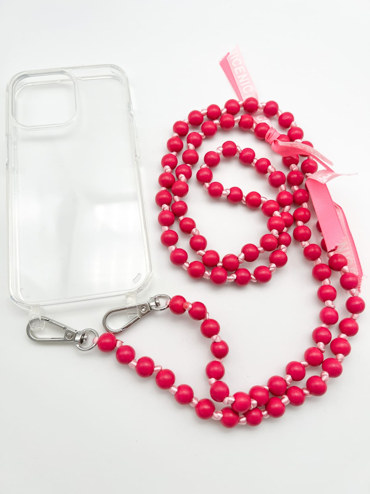 Set Handykette IBIZA PINK mit Hülle AIR transparent