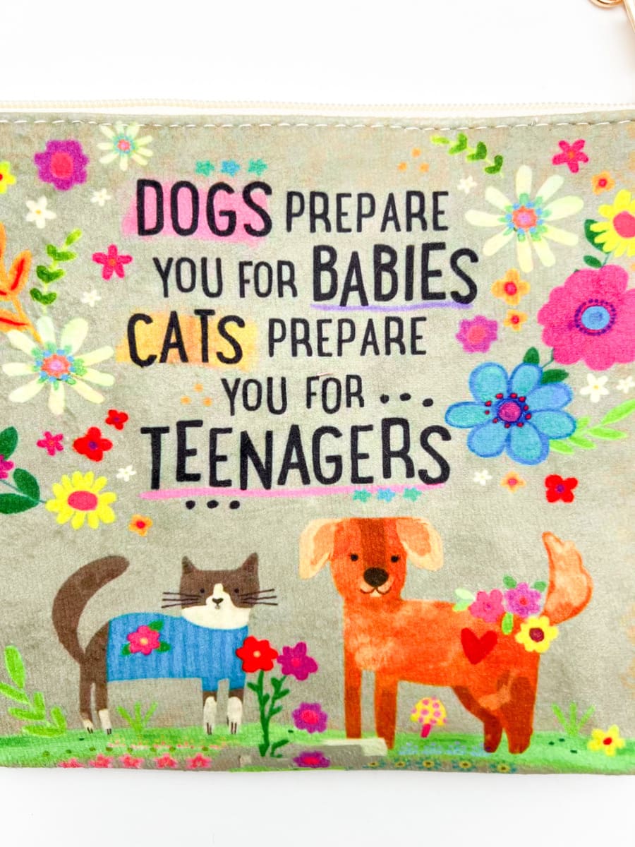 Kosmetiktasche Katzen Hunde grün pink