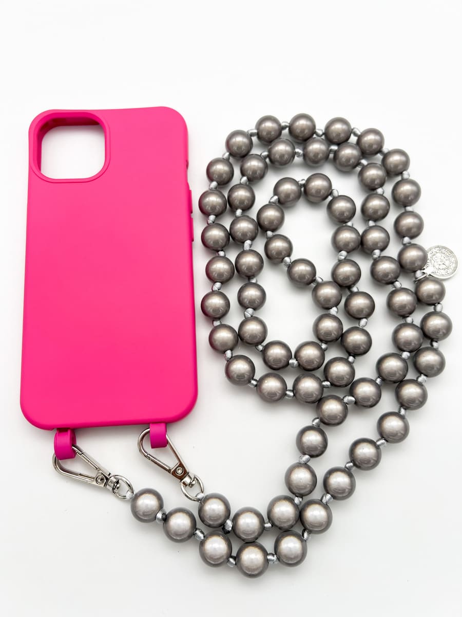 Set Handykette MIRACLE STONE mit Hülle HOT PINK für iPhone