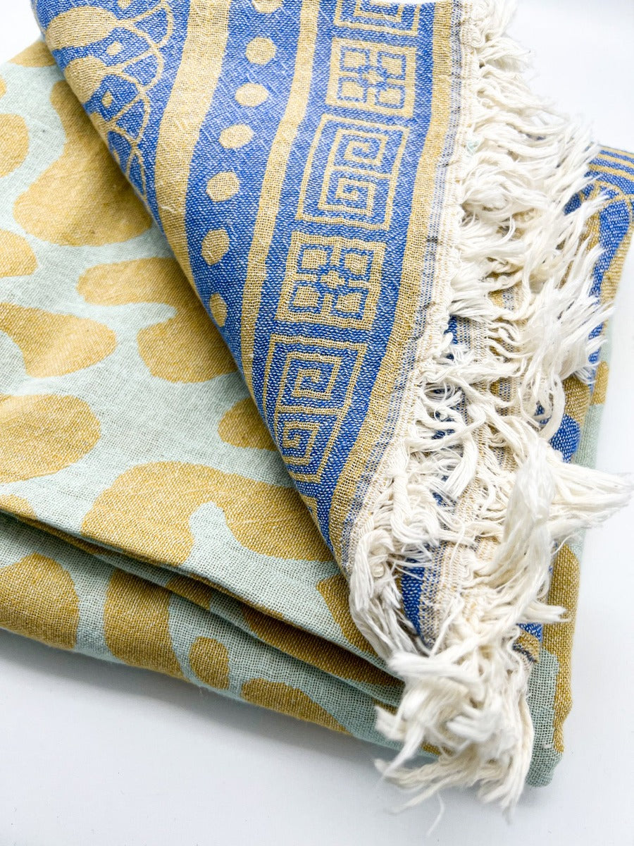 Strandtuch gelb blau