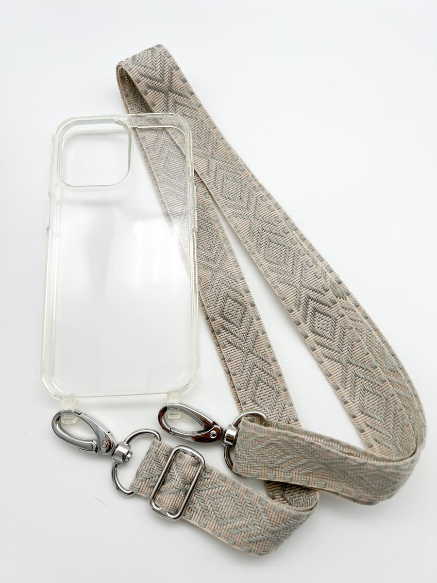 Set Handykette OSLO GREY mit Hülle AIR transparent