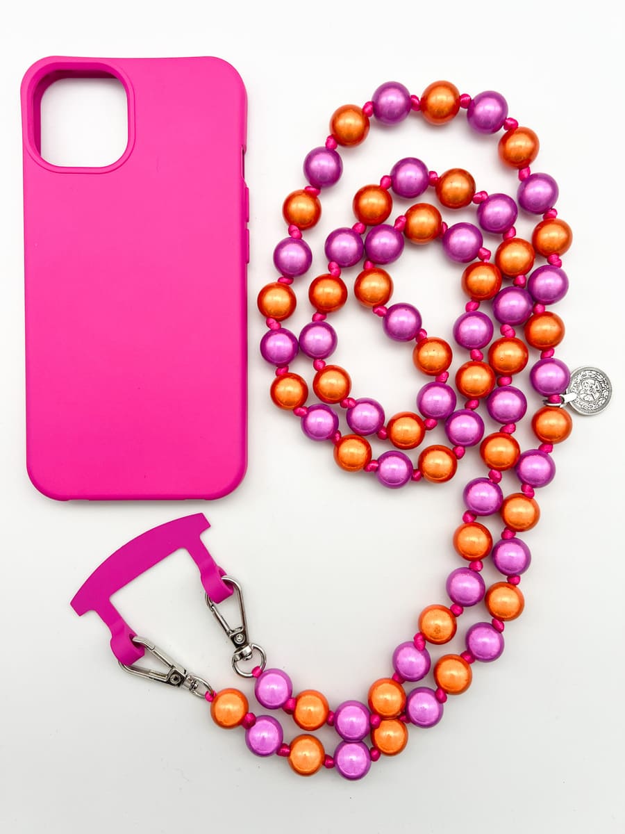 Crossbodykette MIRACLE PINK ORANGE aus Miracle Perlen