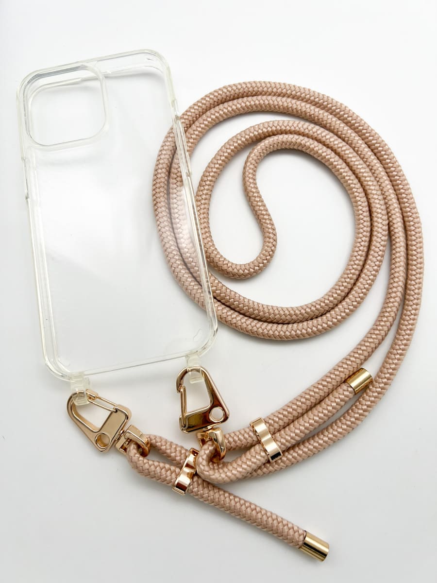 Handykette beige mit Hülle