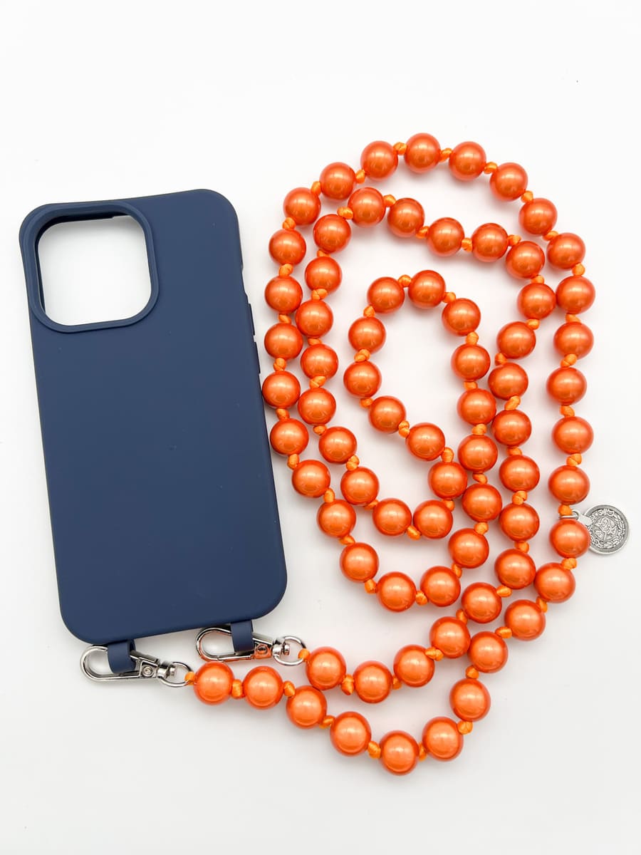 Handykette aus Magic Pearls orange