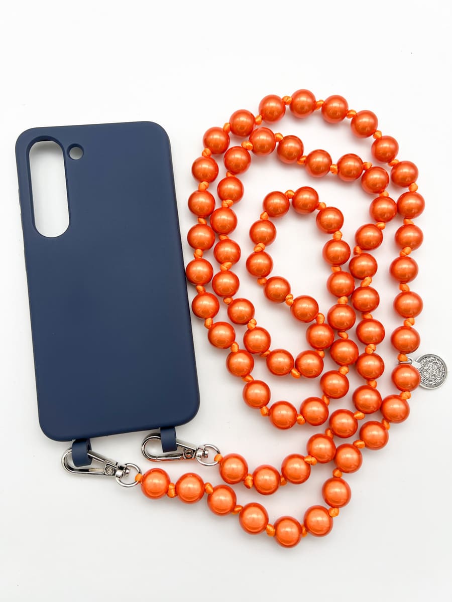 Set Handykette MIRACLE ORANGE mit Hülle NAVY für Samsung
