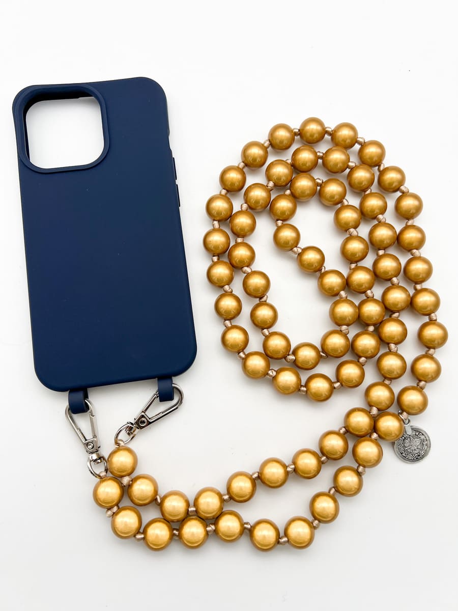 Set Handykette MIRACLE GOLD mit Hülle NAVY für iPhone