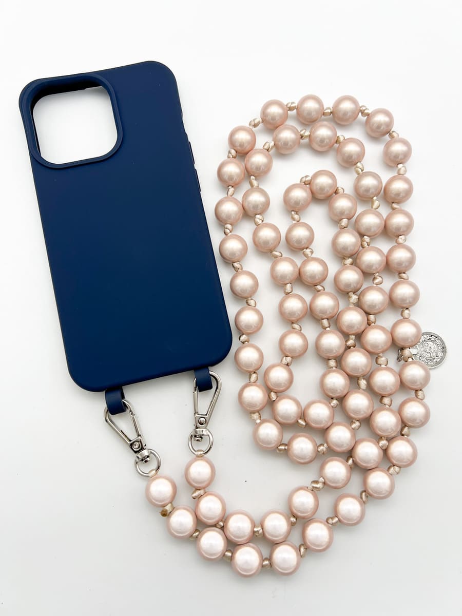 HAndykette Miracle beige mit Handyhülle dunkelblau