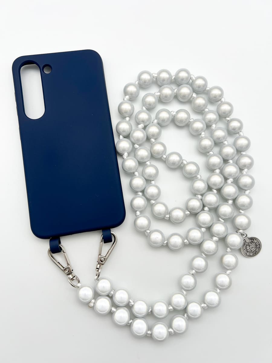 Set Handykette MIRACLE SILVER mit Hülle NAVY für Samsung