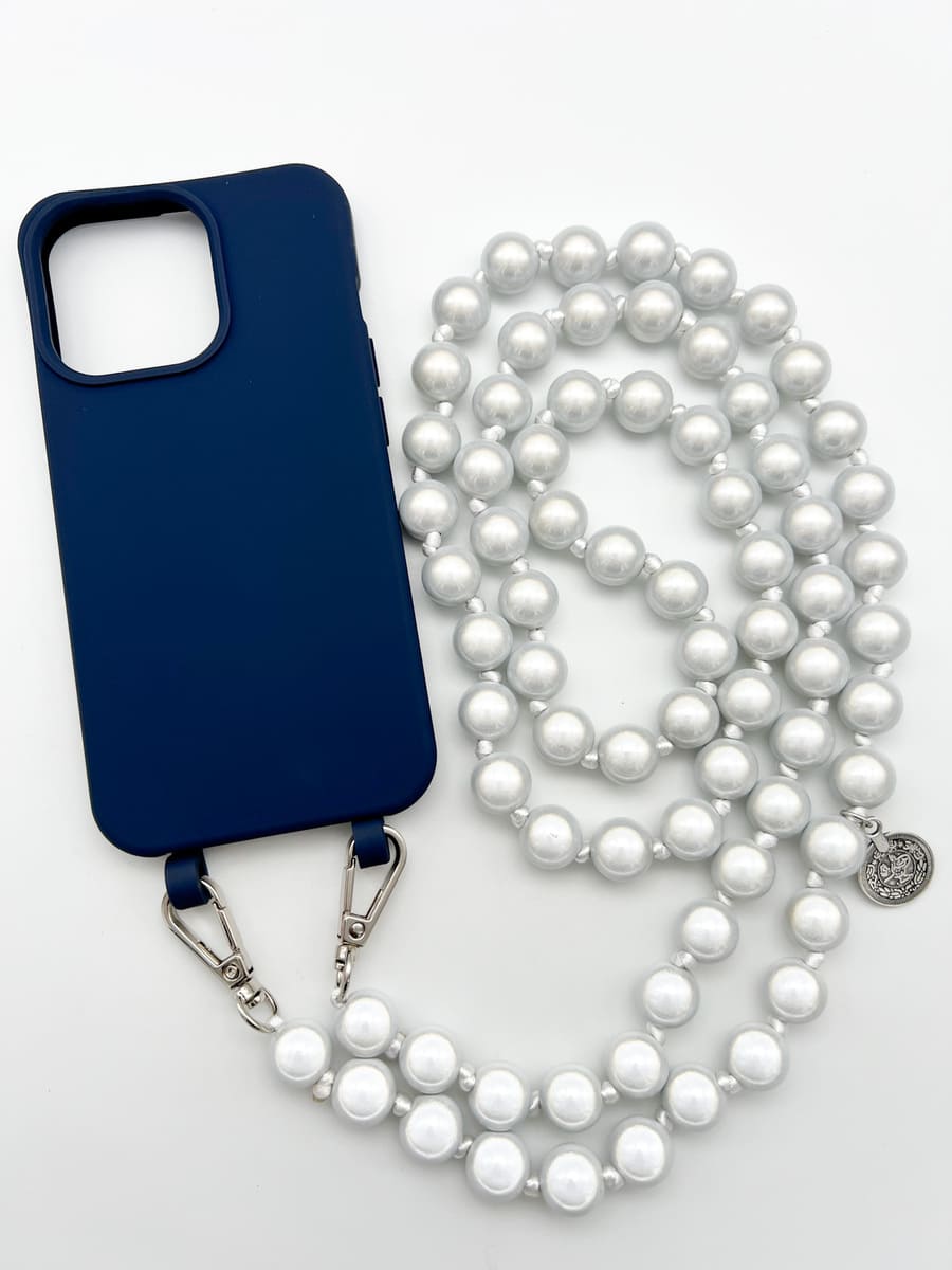 Set Handykette MIRACLE SILVER mit Hülle NAVY für iPhone