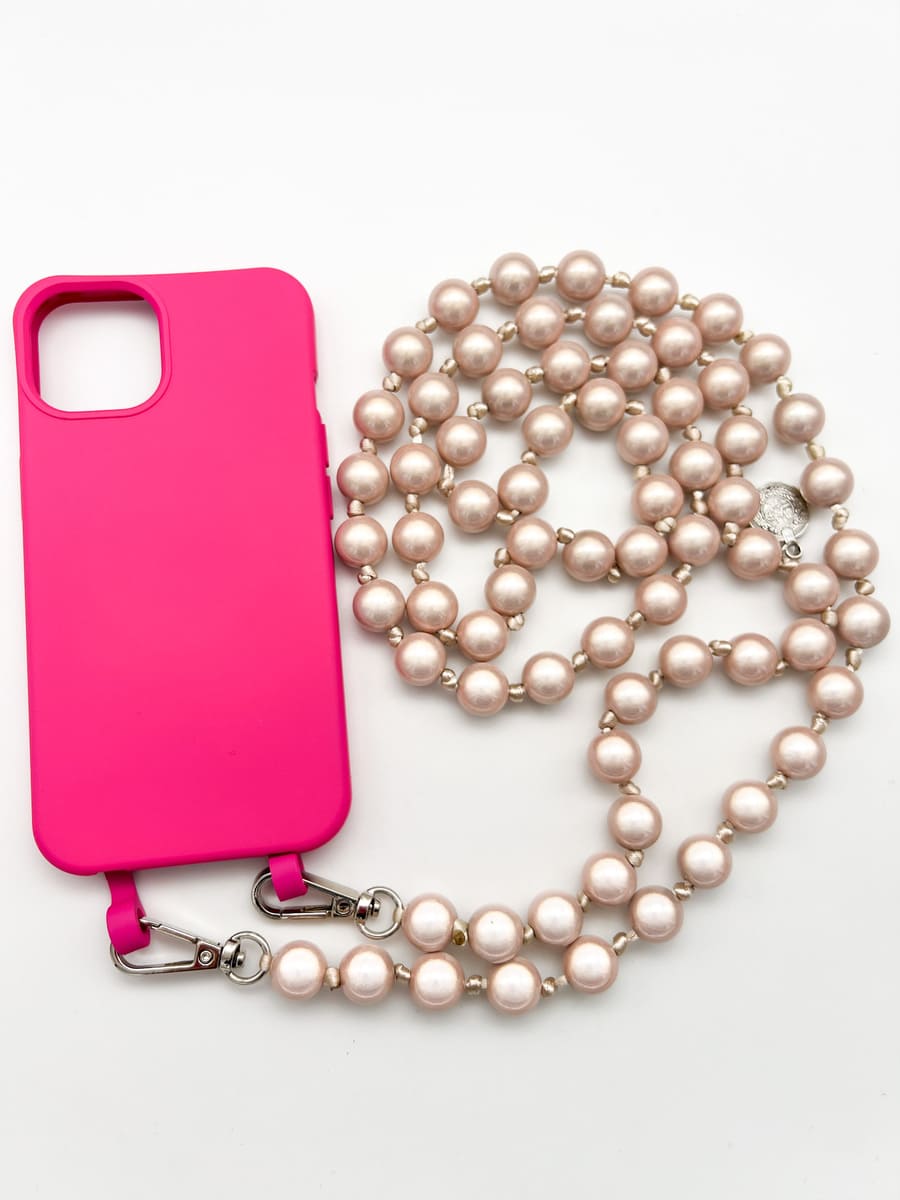 Set Handykette MIRACLE BEIGE mit Hülle HOT PINK für iPhone