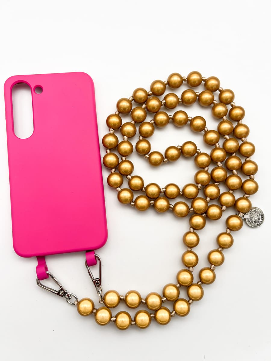 Set Handykette MIRACLE GOLD mit Hülle HOT PINK für Samsung