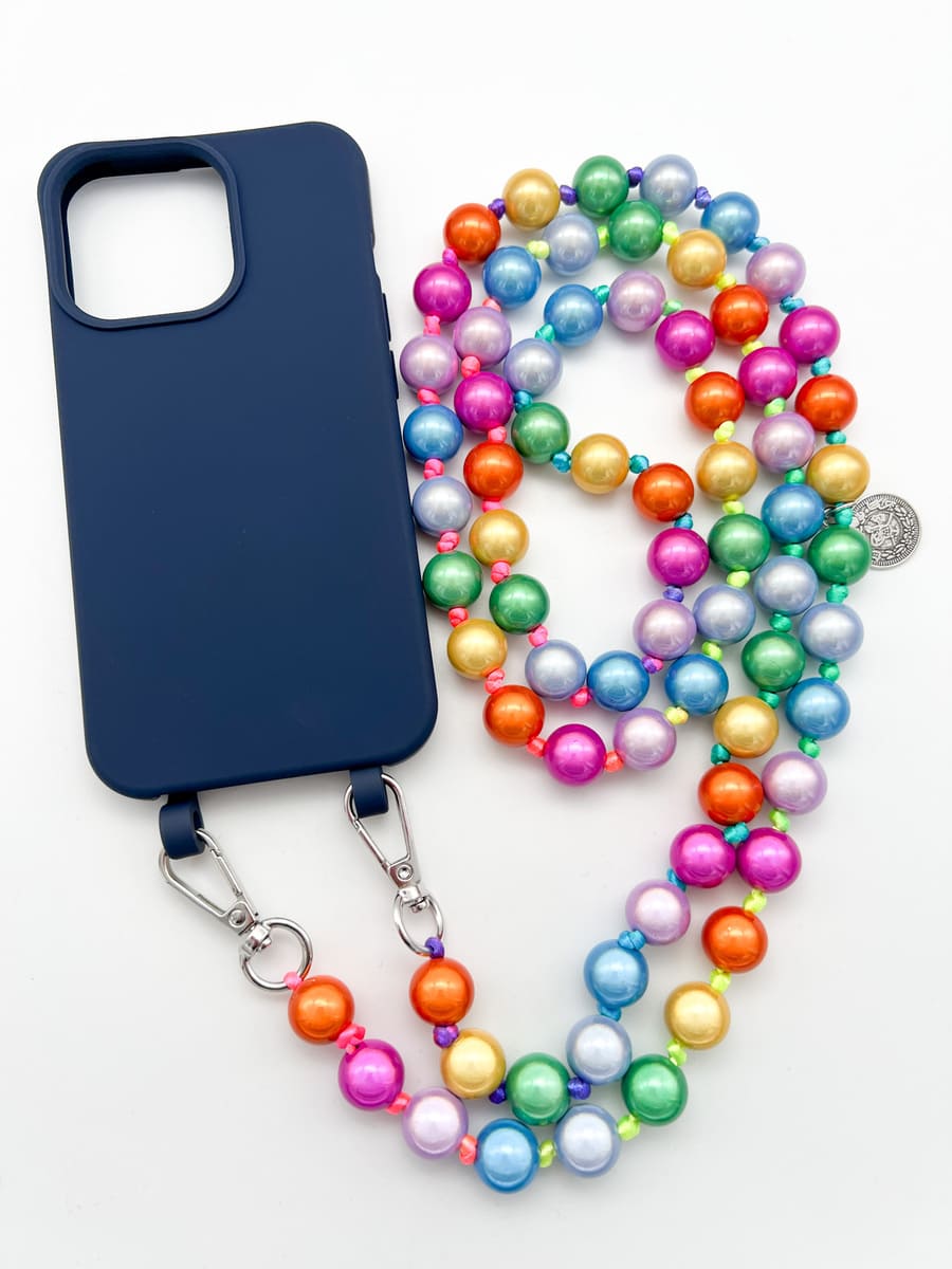 Set Handykette MIRACLE RAINBOW mit Hülle NAVY für iPhone