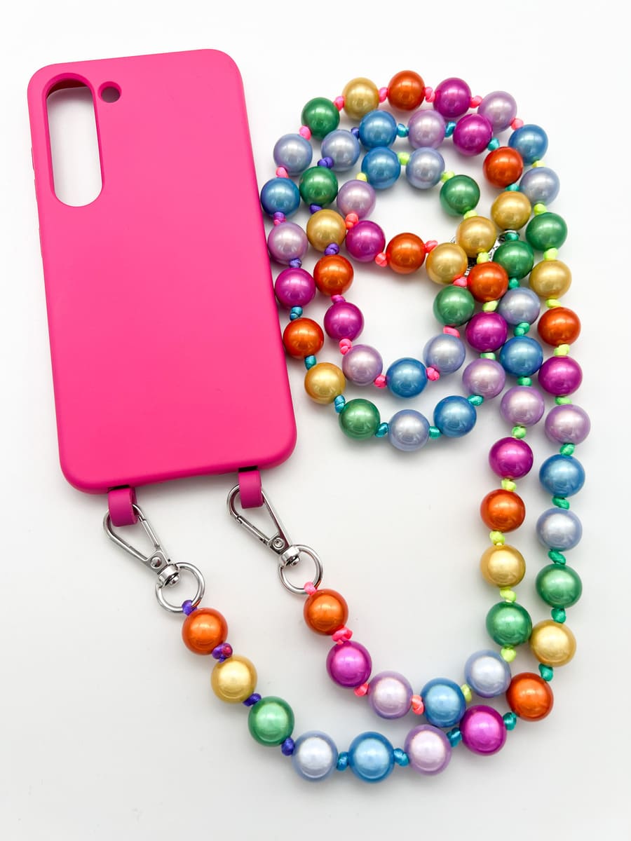Set Handykette MIRACLE RAINBOW mit Hülle HOT PINK für Samsung