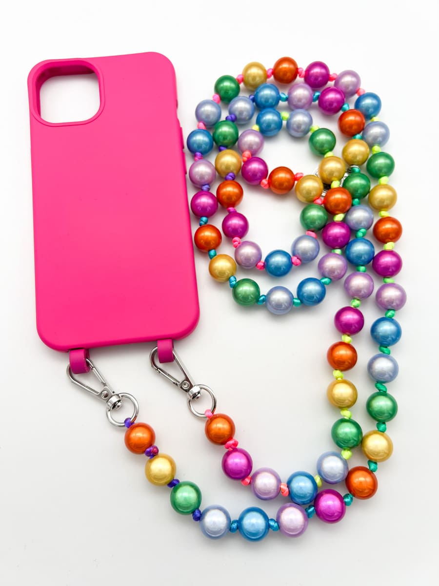 Set Handykette MIRACLE RAINBOW mit Hülle HOT PINK für iPhone