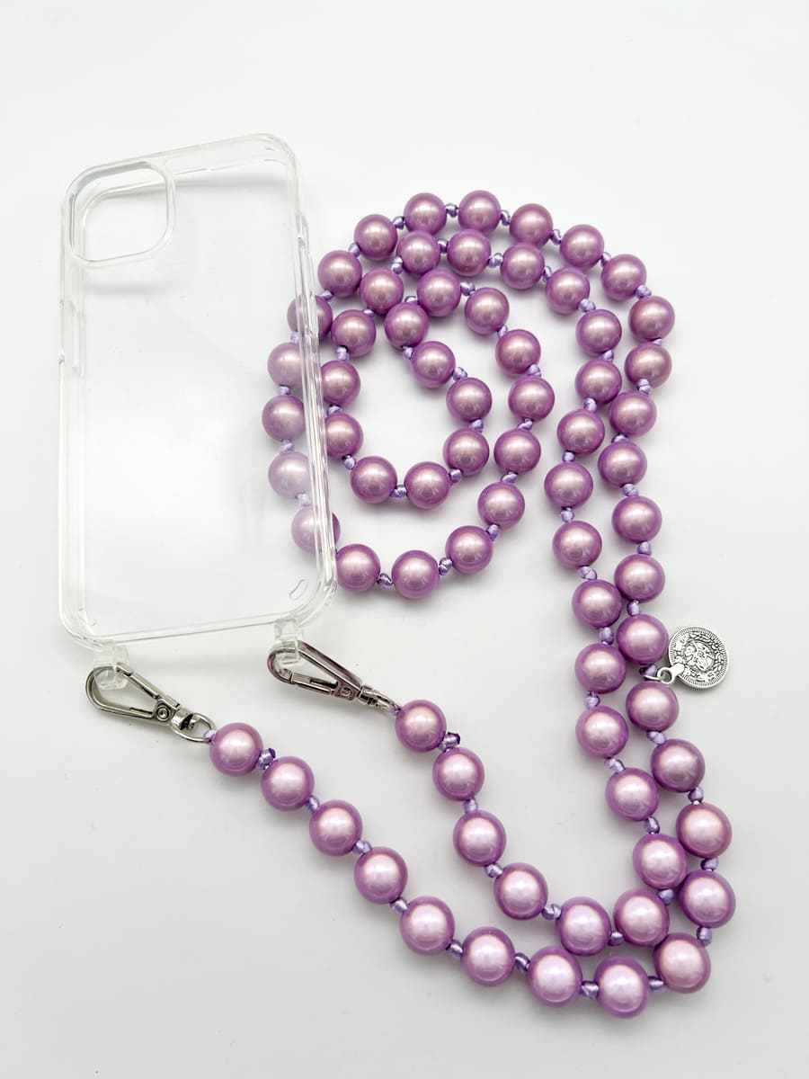 Handykette aus Magic Pearls lila