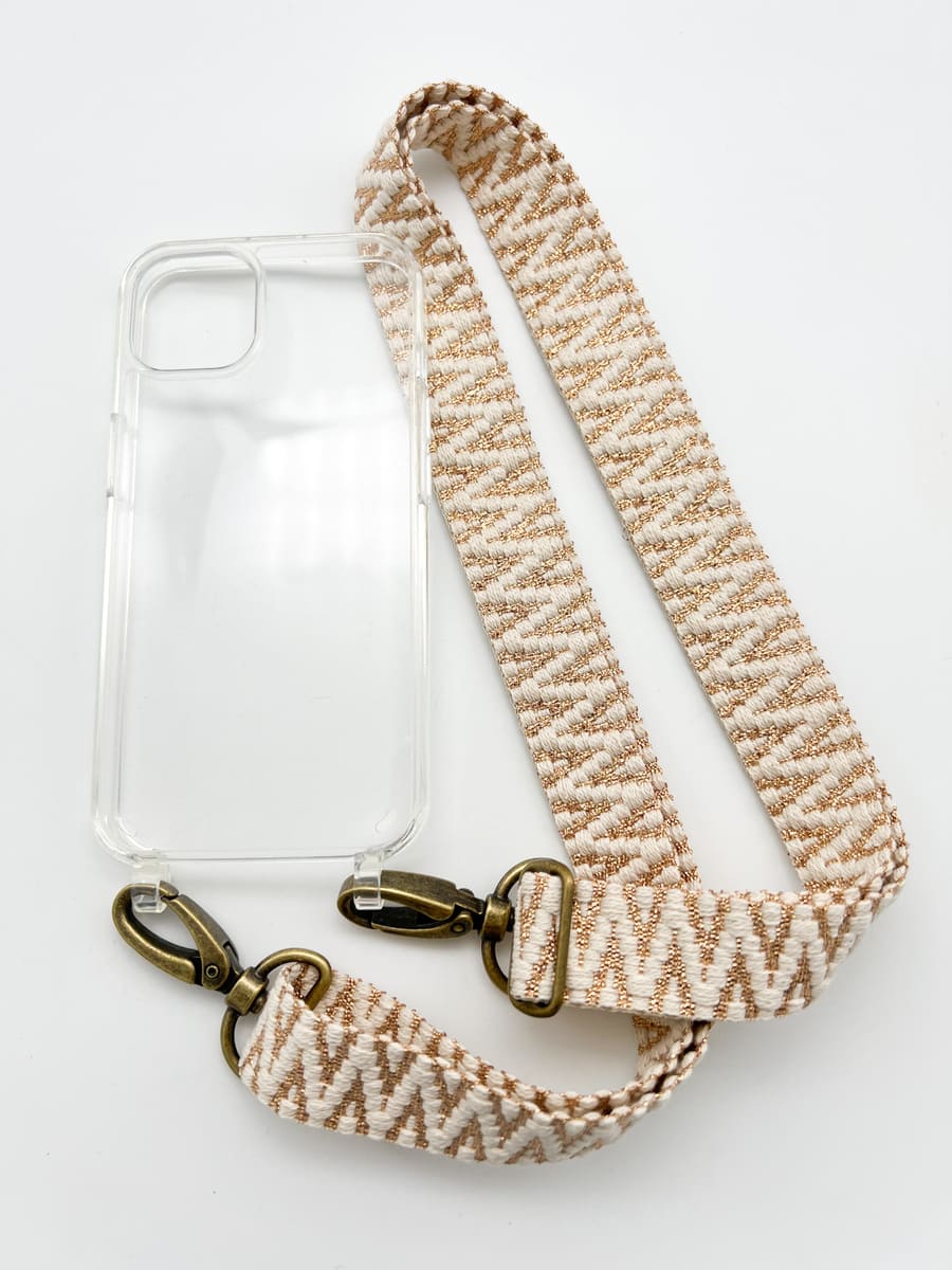 Set Handykette STRIPES GOLD mit Hülle AIR transparent