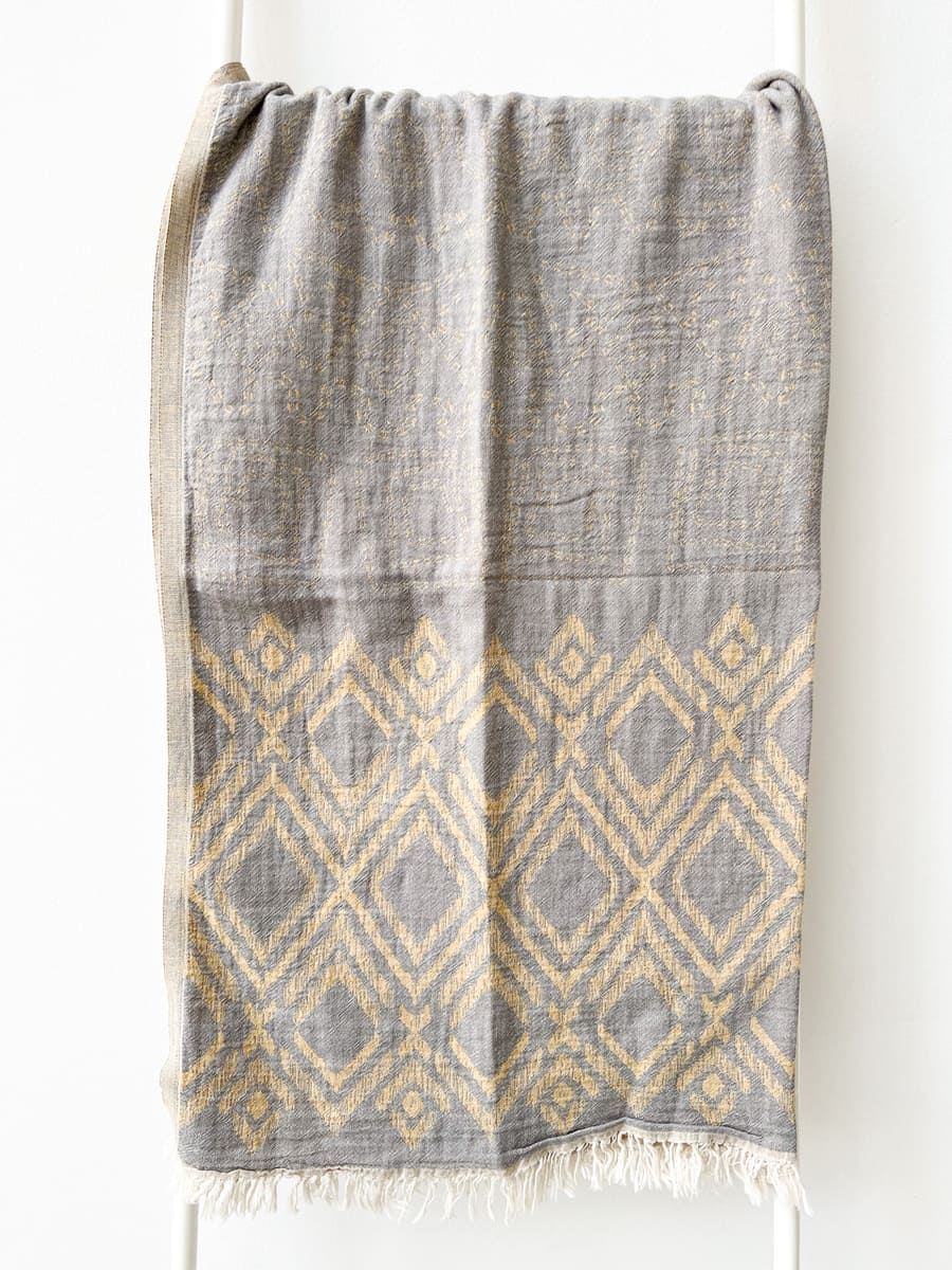 STrandtuch grau gelb