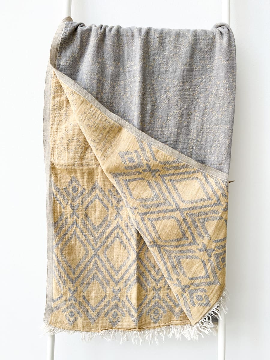 STrandtuch grau gelb