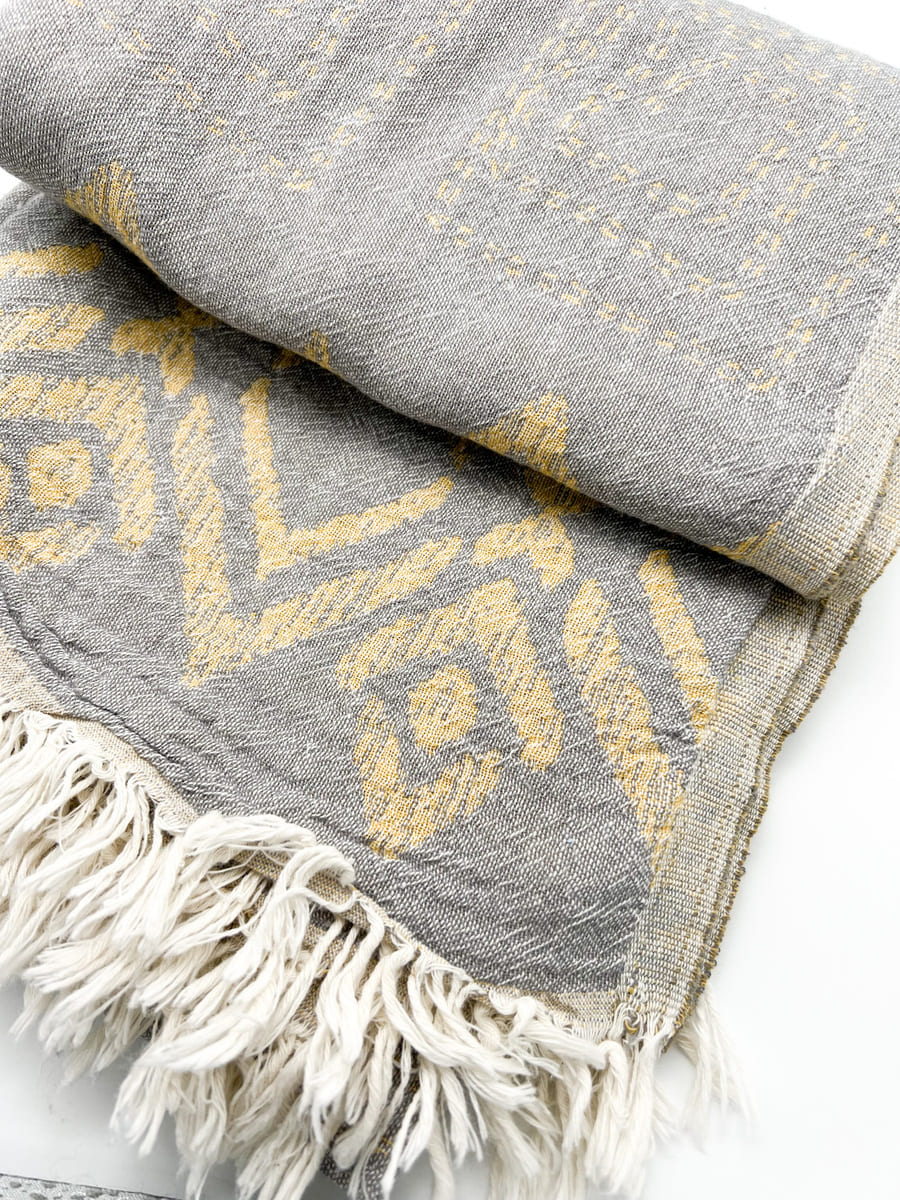 STrandtuch grau gelb