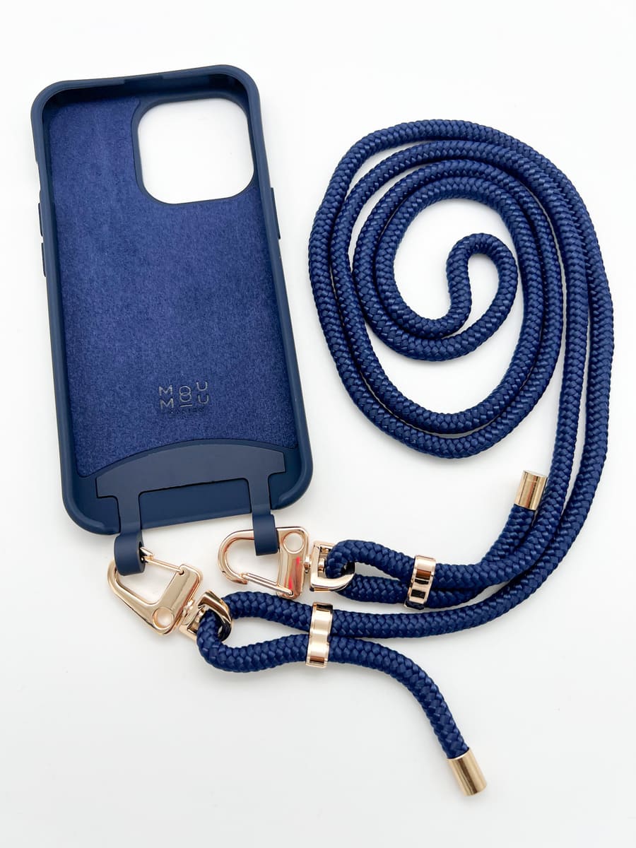 Handykette mit Hülle dunkelblau
