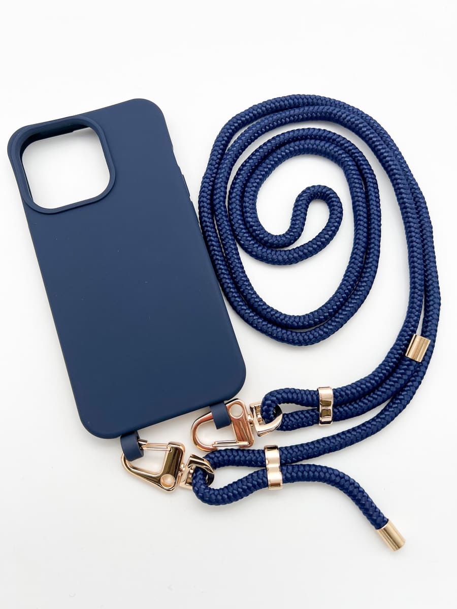 Handykette mit Hülle dunkelblau