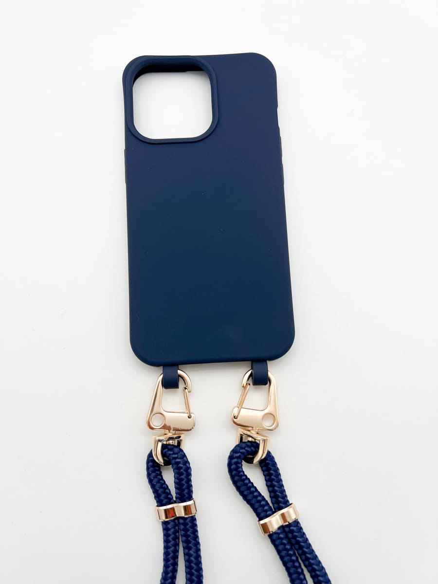 Handykette mit Hülle dunkelblau