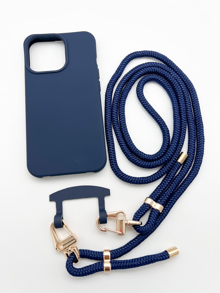 Handykette mit Hülle dunkelblau