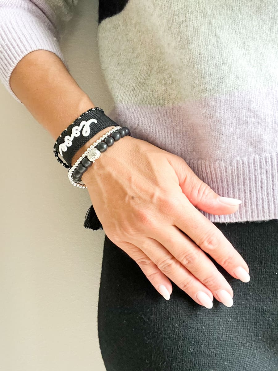 Armbandset schwarz love silber
