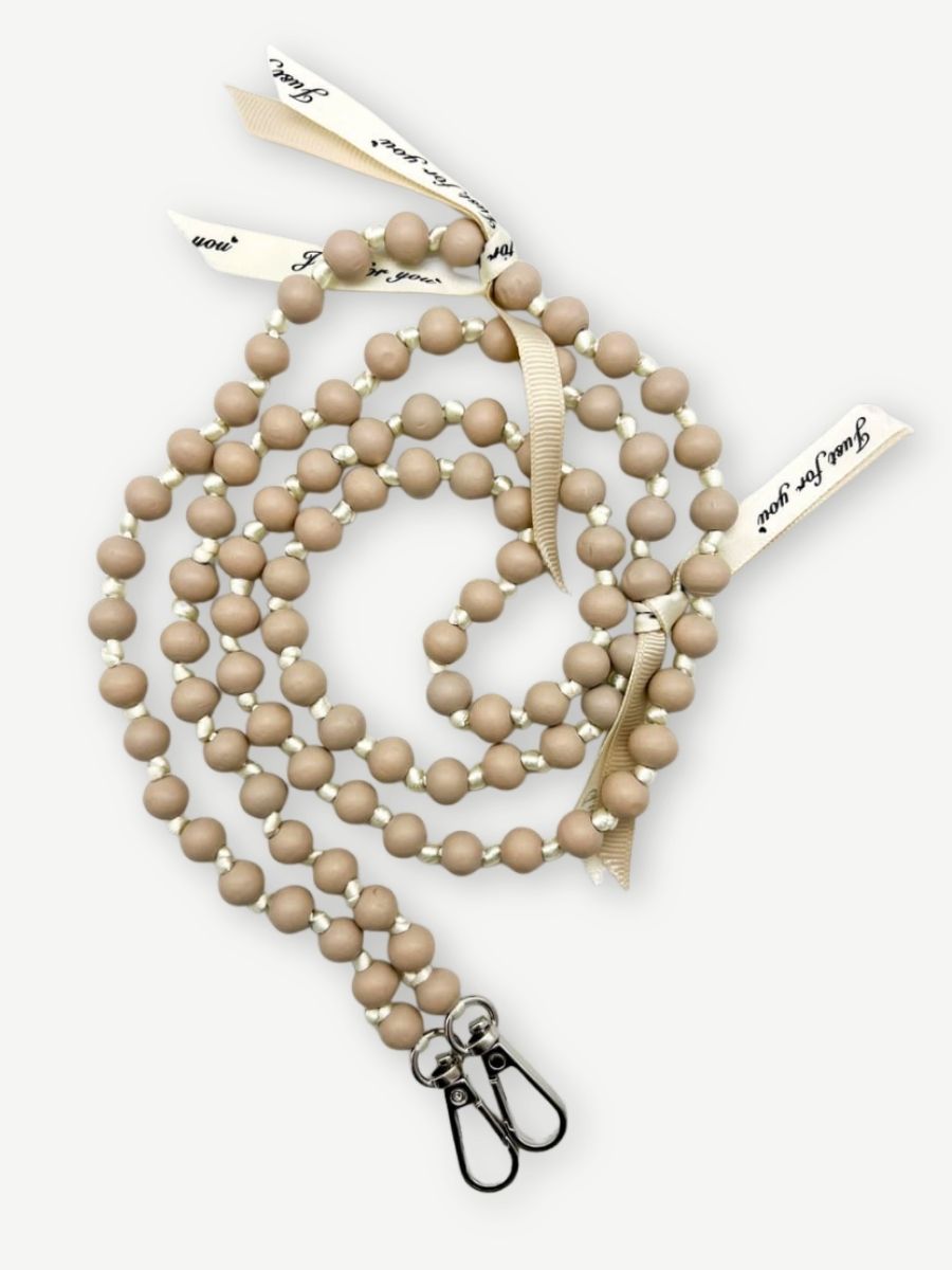 Handykette Ibiza beige aus Holzperlen beige