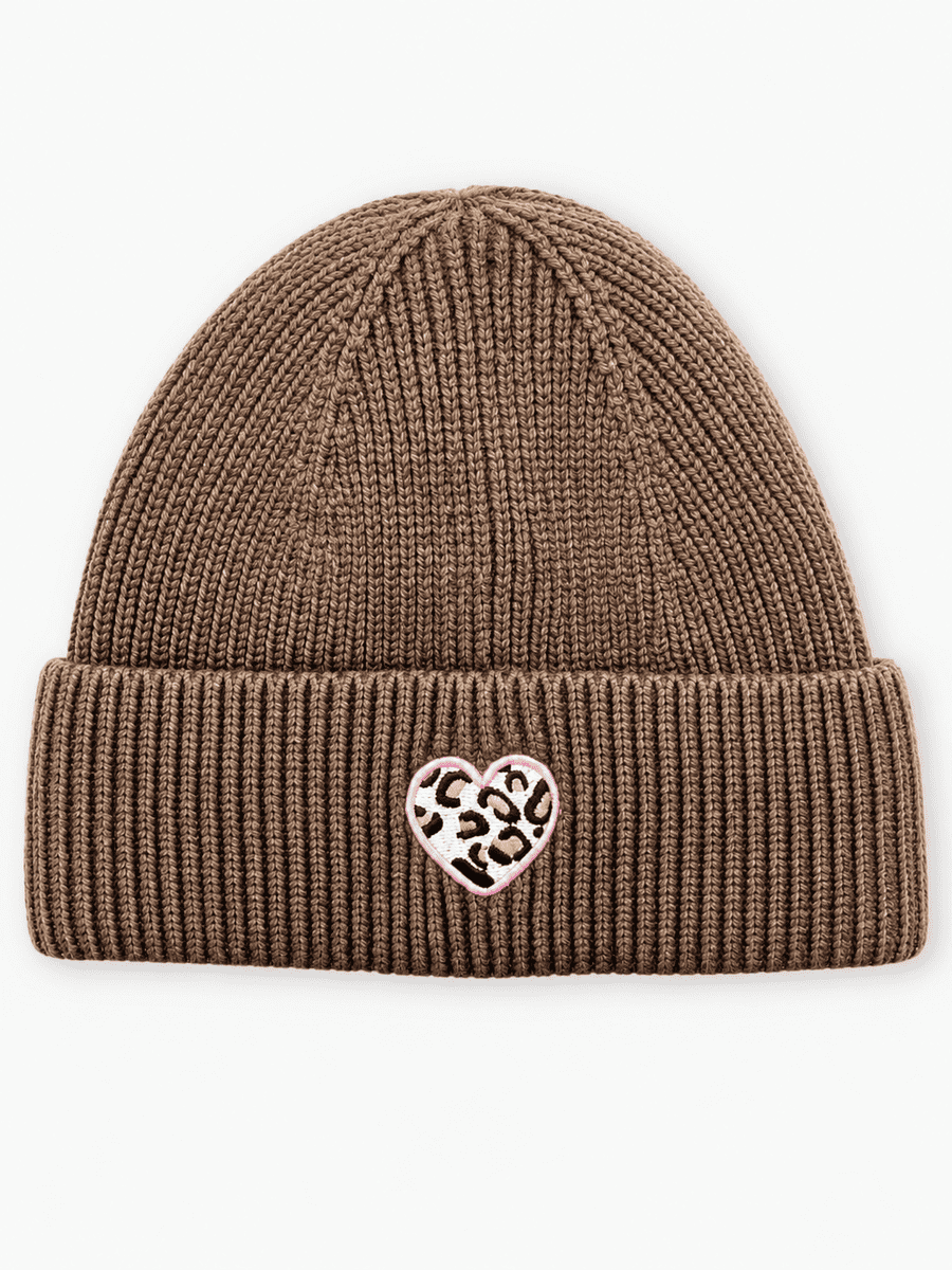 Mütze mit Leo Herz Stickerei braun